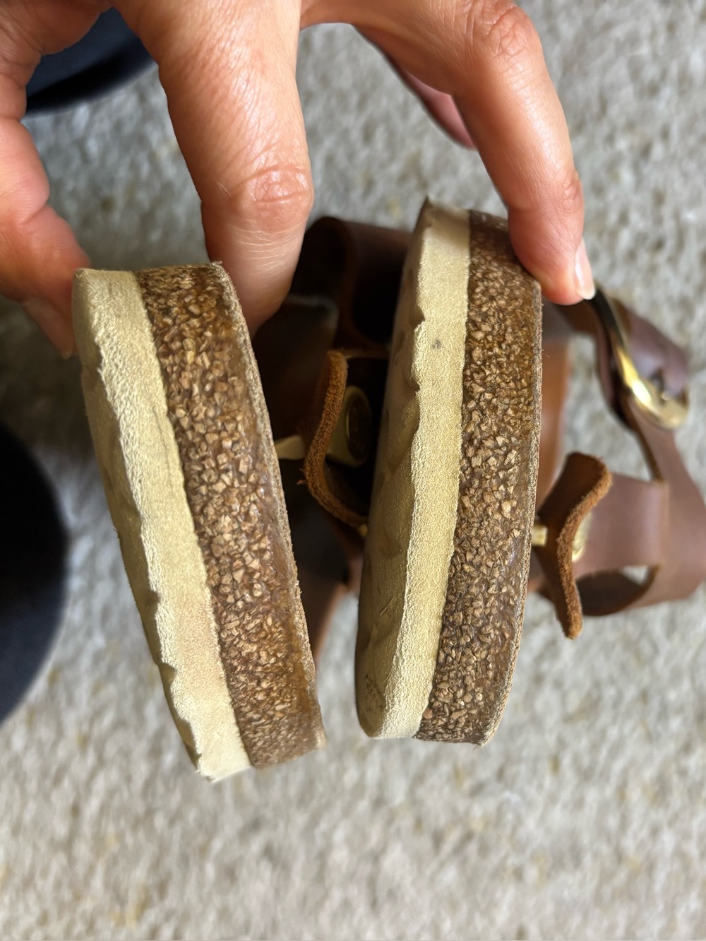 Birkenstock Cognac Brown Big Buckle Gizeh Sandals Size 38 - Picture 9 of 10